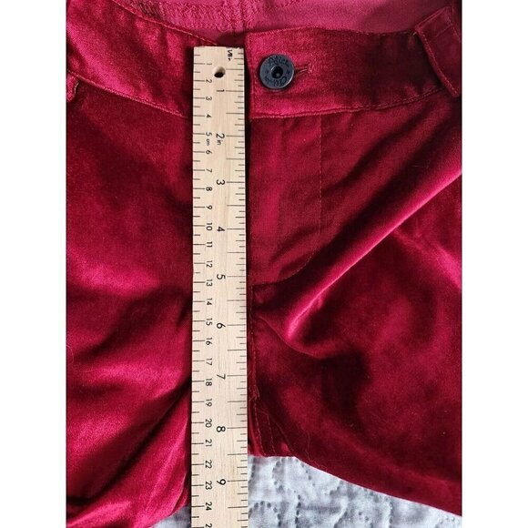 Alice + Olivia Low Rise Slim Fit Red Velvet Pants 10 - Picture 8 of 9